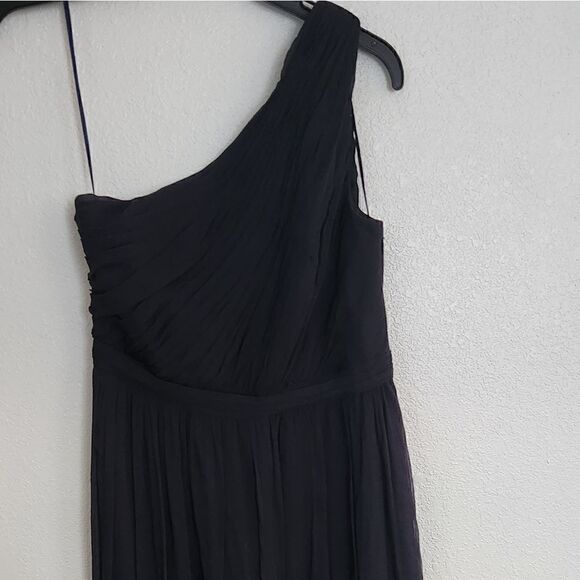 J. Crew One Shoulder Corrugated Silk Navy Blue Dress Size 6 - Picture 11 of 11